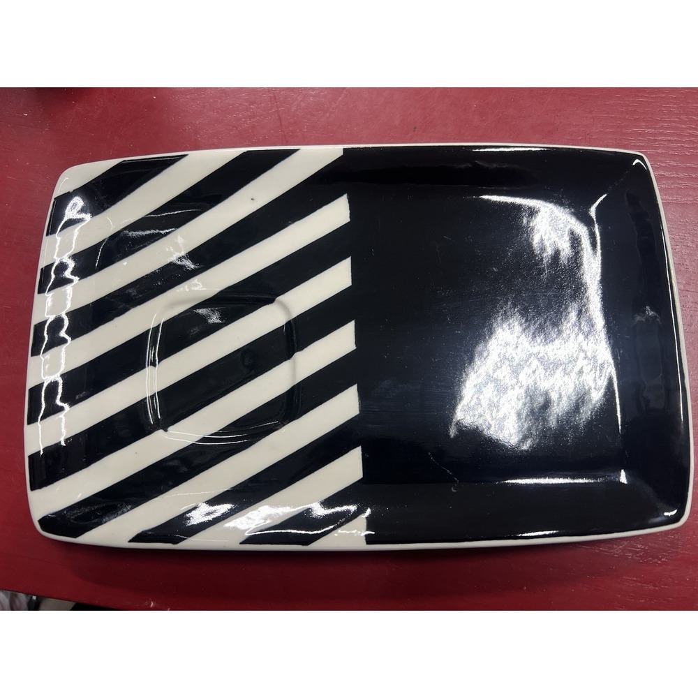 The Main Ingredients Black White Rectangle Plate With Cup Space